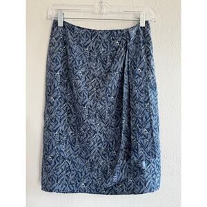 Vintage Liz Claiborne Blue Patterned Skirt